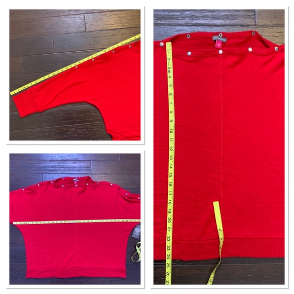 NWT Vince Camuto Red Snap Button Trim Dolman Sleeve Sweater XL - Picture 12 of 12